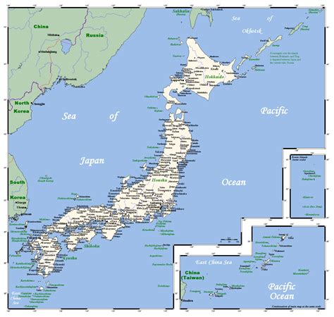 japan map with cities and towns